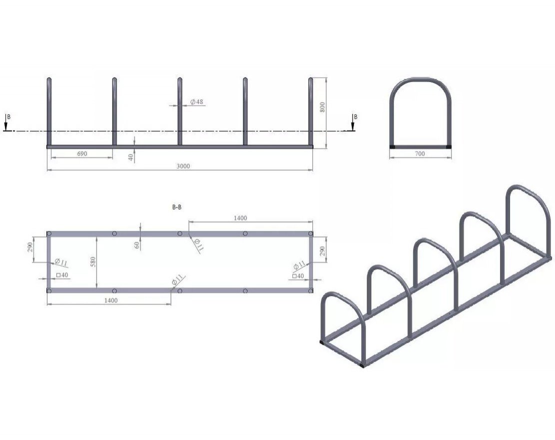 Велопарковка «Муниципалитет» VP15A (Нержавеющая сталь) - вид 3